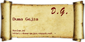 Duma Gejza névjegykártya